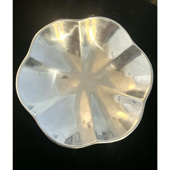 Nambe 607 Large 12” Blossom Bowl Mid Century Modern Alloy Petal Dish Sculptural - Picture 4 of 6